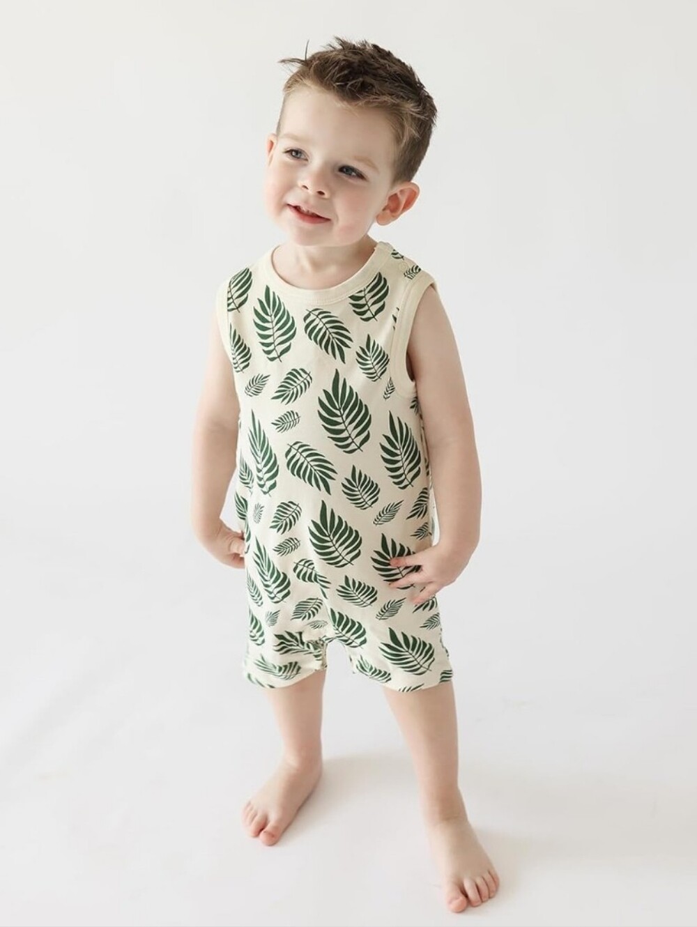 Organic Tank Romper- Palm Leaf Print - 6- 12 Months - NEW With Tags - PARADE